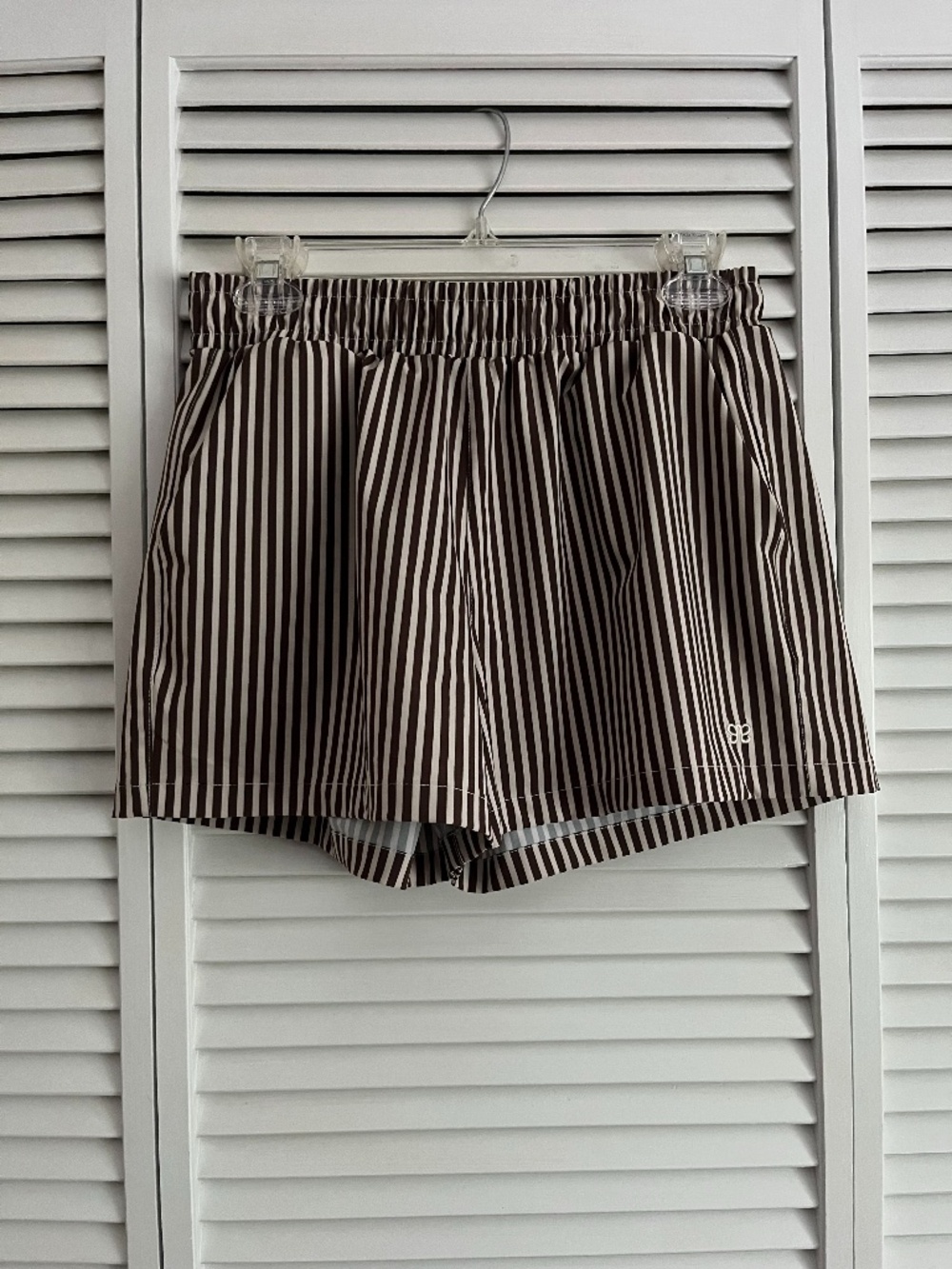 Albion Fit Beach Shorts Cream Cocoa Stripe women’s small